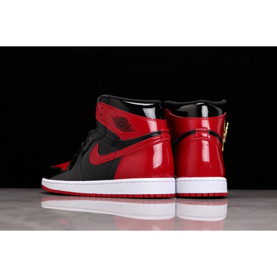 Jordan 1 Retro High Bred Patent 555088-063 Basketball Shoes