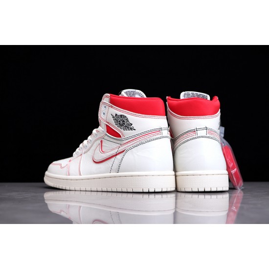 Jordan 1 Retro High Phantom 555088-160 Basketball Shoes White Red