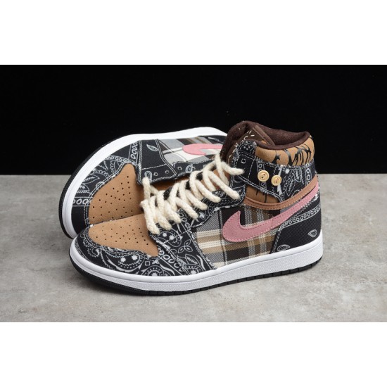 Jordan 1 Retro High R2T Black Brown Pink Brun Rose CT4487-001 Basketball Shoes