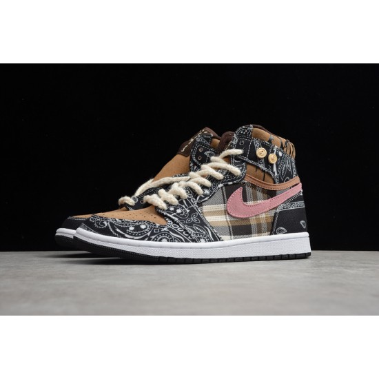 Jordan 1 Retro High R2T Black Brown Pink Brun Rose CT4487-001 Basketball Shoes