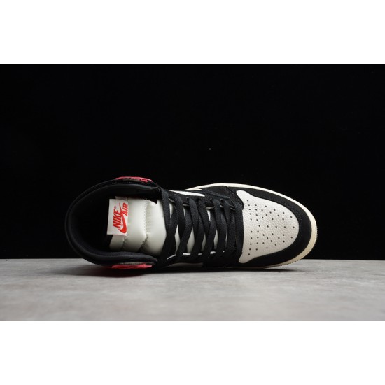 Jordan 1 Retro High TS SP Sail Black Red CD4487-103 Basketball Shoes