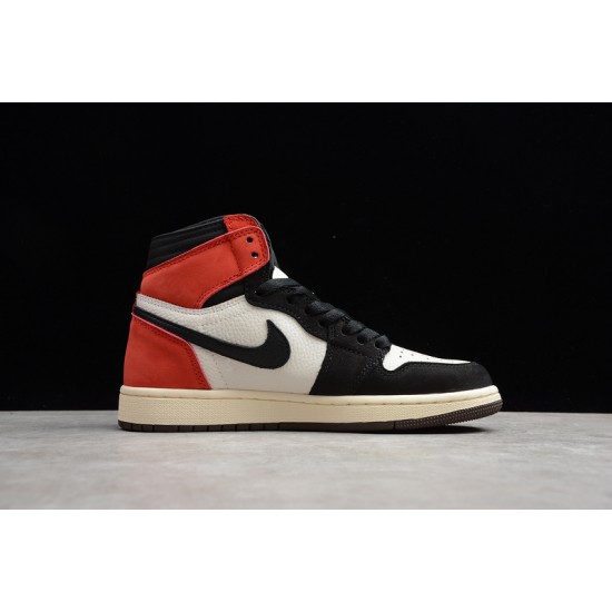 Jordan 1 Retro High TS SP Sail Black Red CD4487-103 Basketball Shoes