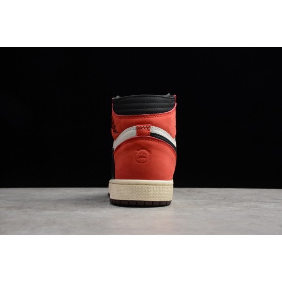 Jordan 1 Retro High TS SP Sail Black Red CD4487-103 Basketball Shoes