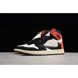 Jordan 1 Retro High TS SP Sail Black Red CD4487-103 Basketball Shoes
