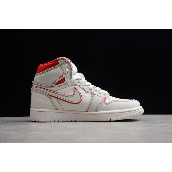 Jordan 1 Retro High White Red 555068-160 Basketball Shoes