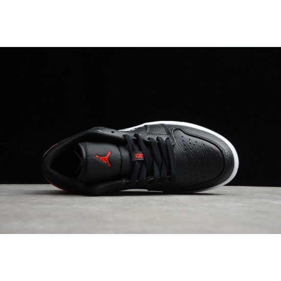 Jordan 1 Retro Low Brushstroke Swoosh  Black Red DA4659001 Basketball Shoes Unisex