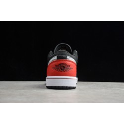 Jordan 1 Retro Low Brushstroke Swoosh  Black Red DA4659001 Basketball Shoes Unisex