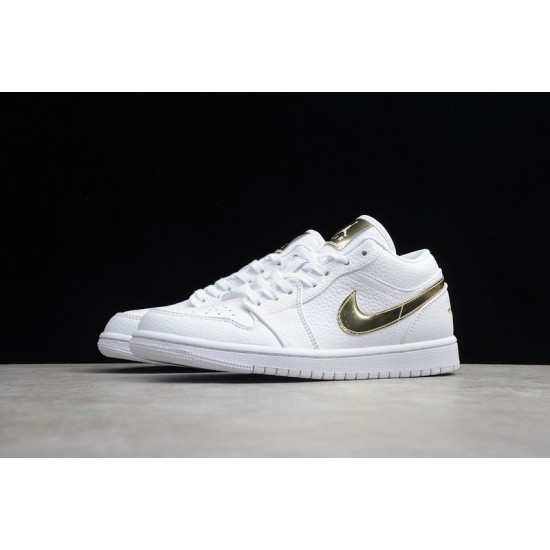 Jordan 1 Retro Low White Metallic Gold CZ4776100 Basketball Shoes Unisex
