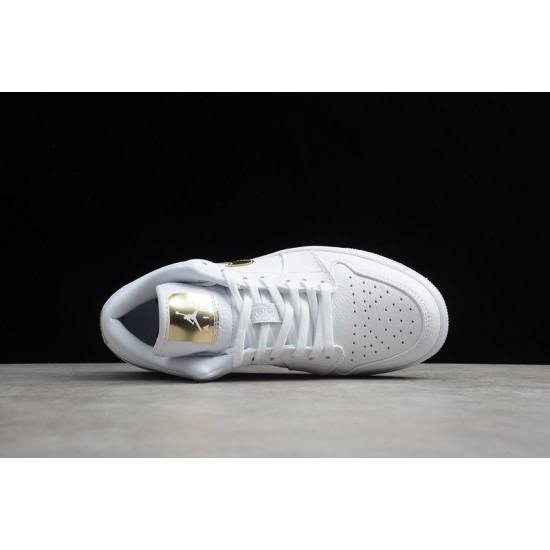 Jordan 1 Retro Low White Metallic Gold CZ4776100 Basketball Shoes Unisex