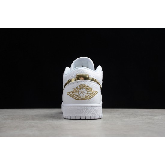 Jordan 1 Retro Low White Metallic Gold CZ4776100 Basketball Shoes Unisex