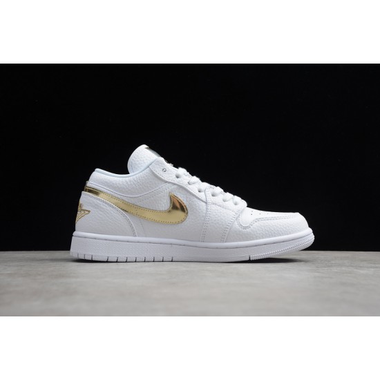 Jordan 1 Retro Low White Metallic Gold CZ4776100 Basketball Shoes Unisex