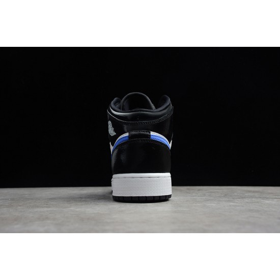 Jordan 1 Retro Mid Black Racer Blue 554725-084 Basketball Shoes