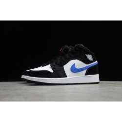 Jordan 1 Retro Mid Black Racer Blue 554725-084 Basketball Shoes