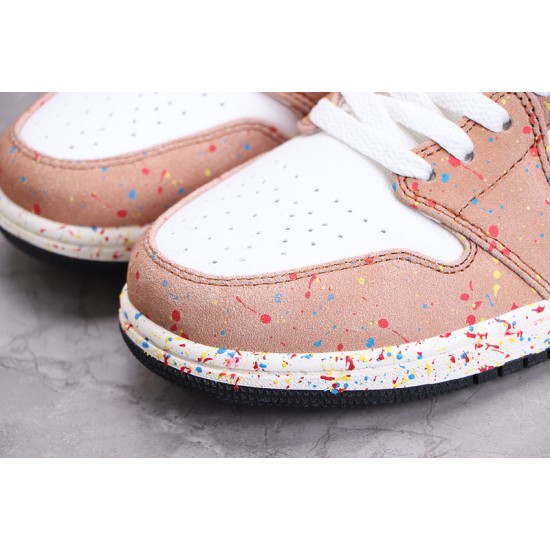 Jordan 1 Retro Mid Brushstroke Paint Splatter DA8005-100 Basketball Shoes