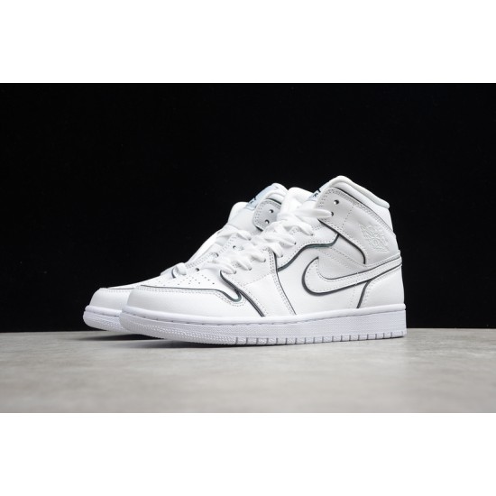 Jordan 1 Retro Mid Iridescent TrimCK6587-100 Basketball Shoes