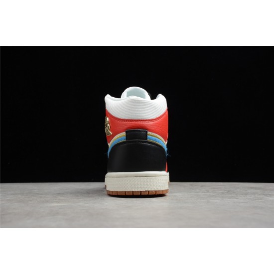 Jordan 1 Retro Mid Let(Her)Man DC1426-100 Basketball Shoes