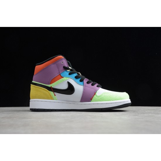 Jordan 1 Retro Mid Lightbulb CW1140-100 Basketball Shoes