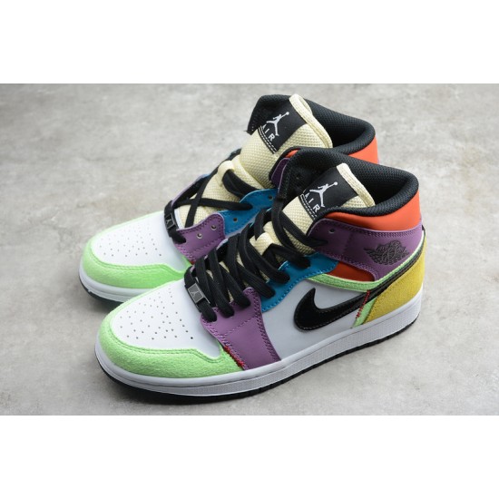 Jordan 1 Retro Mid Lightbulb CW1140-100 Basketball Shoes