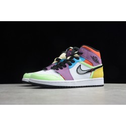 Jordan 1 Retro Mid Lightbulb CW1140-100 Basketball Shoes