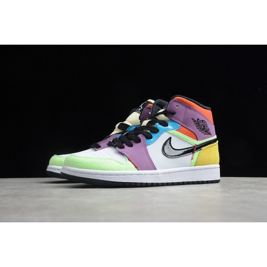 Jordan 1 Retro Mid Lightbulb CW1140-100 Basketball Shoes