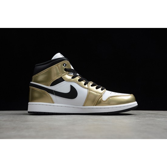 Jordan 1 Retro Mid Metallic Gold DC1419-700 Basketball Shoes