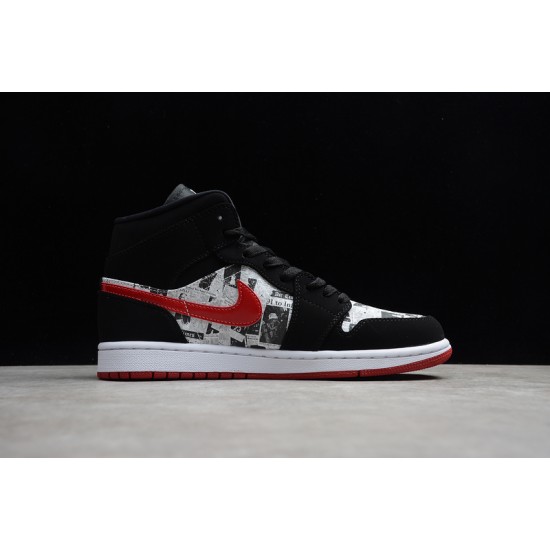 Jordan 1 Retro Mid Newspaper Air Times 852542-061 Basketball Shoes