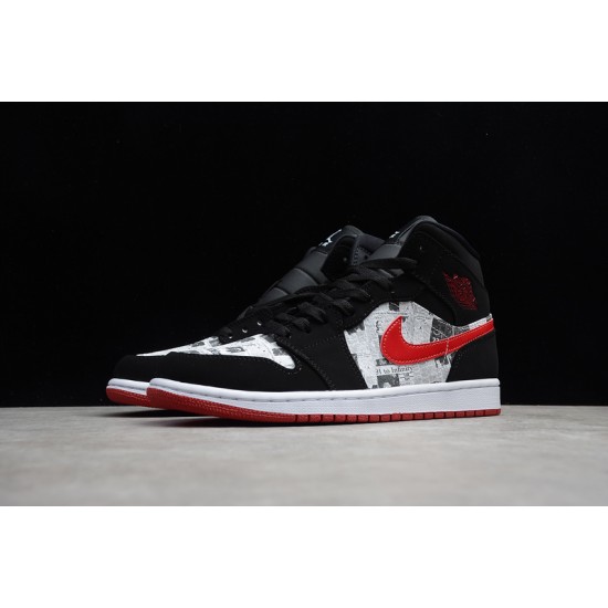 Jordan 1 Retro Mid Newspaper Air Times 852542-061 Basketball Shoes
