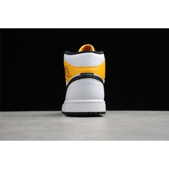 Jordan 1 Retro Mid Perforated - White University Gold BQ6472-107 Basketball Shoes