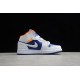 Jordan 1 Retro Mid White Deep Royal Blue 554725-131 Basketball Shoes