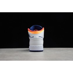 Jordan 1 Retro Mid White Deep Royal Blue 554725-131 Basketball Shoes