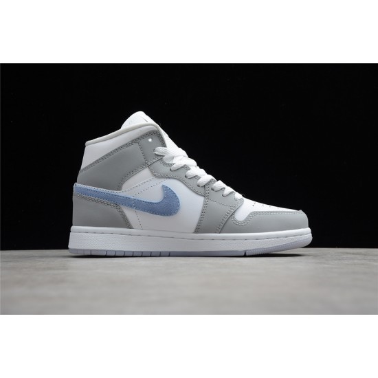 Jordan 1 Retro Mid Wolf Grey Aluminum BQ6472-105 Basketball Shoes