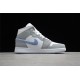 Jordan 1 Retro Mid Wolf Grey Aluminum BQ6472-105 Basketball Shoes
