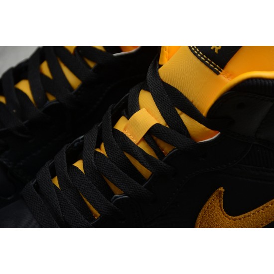 Jordan 1 Retro Mid Yellow Black C9352-001 Basketball Shoes
