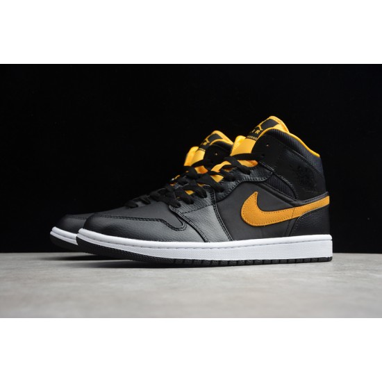 Jordan 1 Retro Mid Yellow Black C9352-001 Basketball Shoes