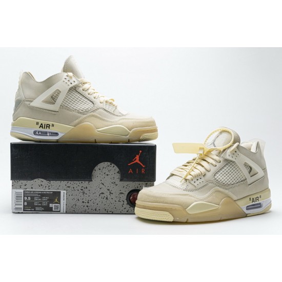 Men OFF White x Air Jordan 4 Sail