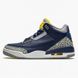 Air Jordan 3 Retro Michigan Mens AJ3 820064 BlackUniversity Gold Cement G AJ3