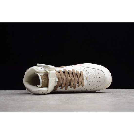Nike Air Force 1 Mid Brown White --808788-995 Casual Shoes Unisex