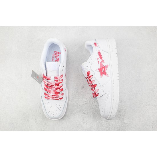 BAPE STA LOW SHOES White Red