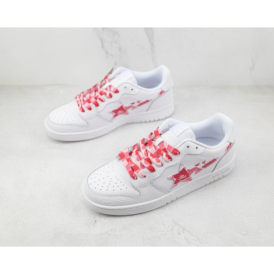 BAPE STA LOW SHOES White Red