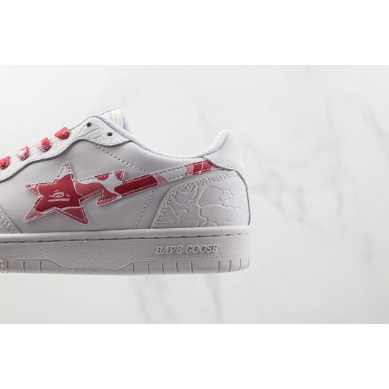 BAPE STA LOW SHOES White Red