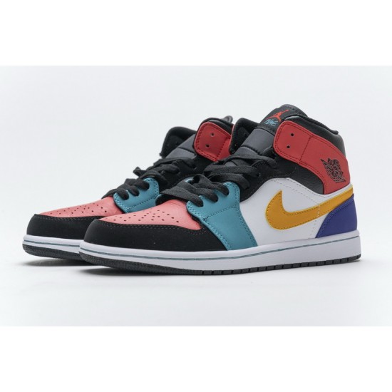 Air Jordan 1 Mid White Red Multi