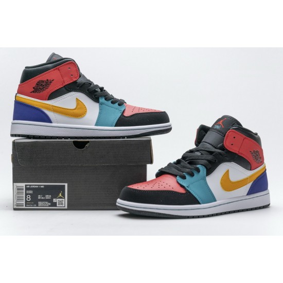 Air Jordan 1 Mid White Red Multi