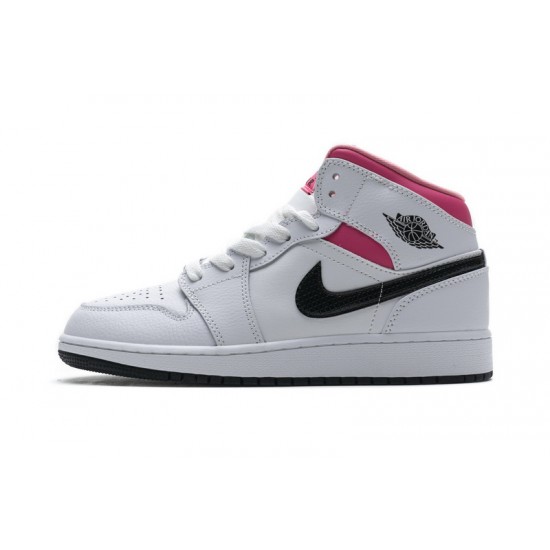 Air Jordan 1 Mid White Black Hyper Pink