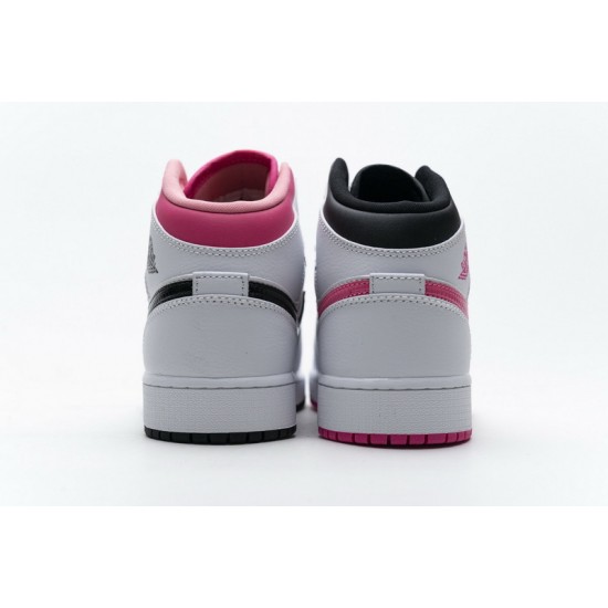 Air Jordan 1 Mid White Black Hyper Pink