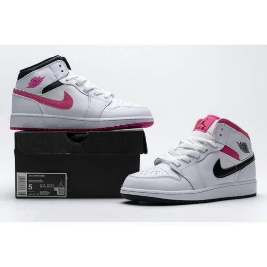 Air Jordan 1 Mid White Black Hyper Pink
