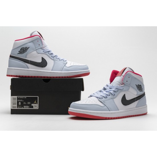 Air Jordan 1 Mid Half Blue Polka Dot Blue