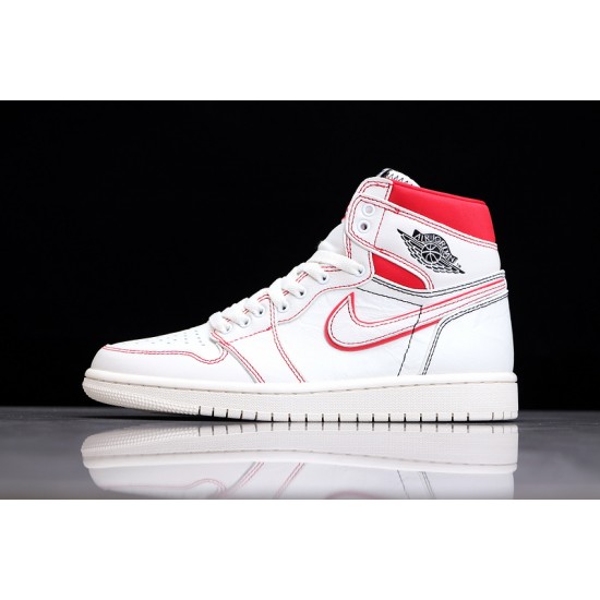 Jordan 1 Retro High Phantom 555088-160 Basketball Shoes White Red