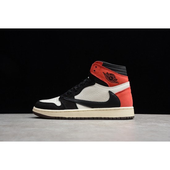 Jordan 1 Retro High TS SP Sail Black Red CD4487-103 Basketball Shoes