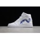 Jordan 1 Retro High White Blue Dragon 555088-100 Basketball Shoes