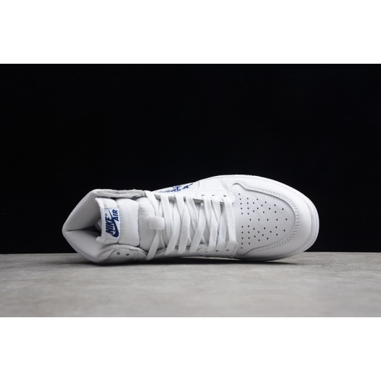 Jordan 1 Retro High White Blue Dragon 555088-100 Basketball Shoes